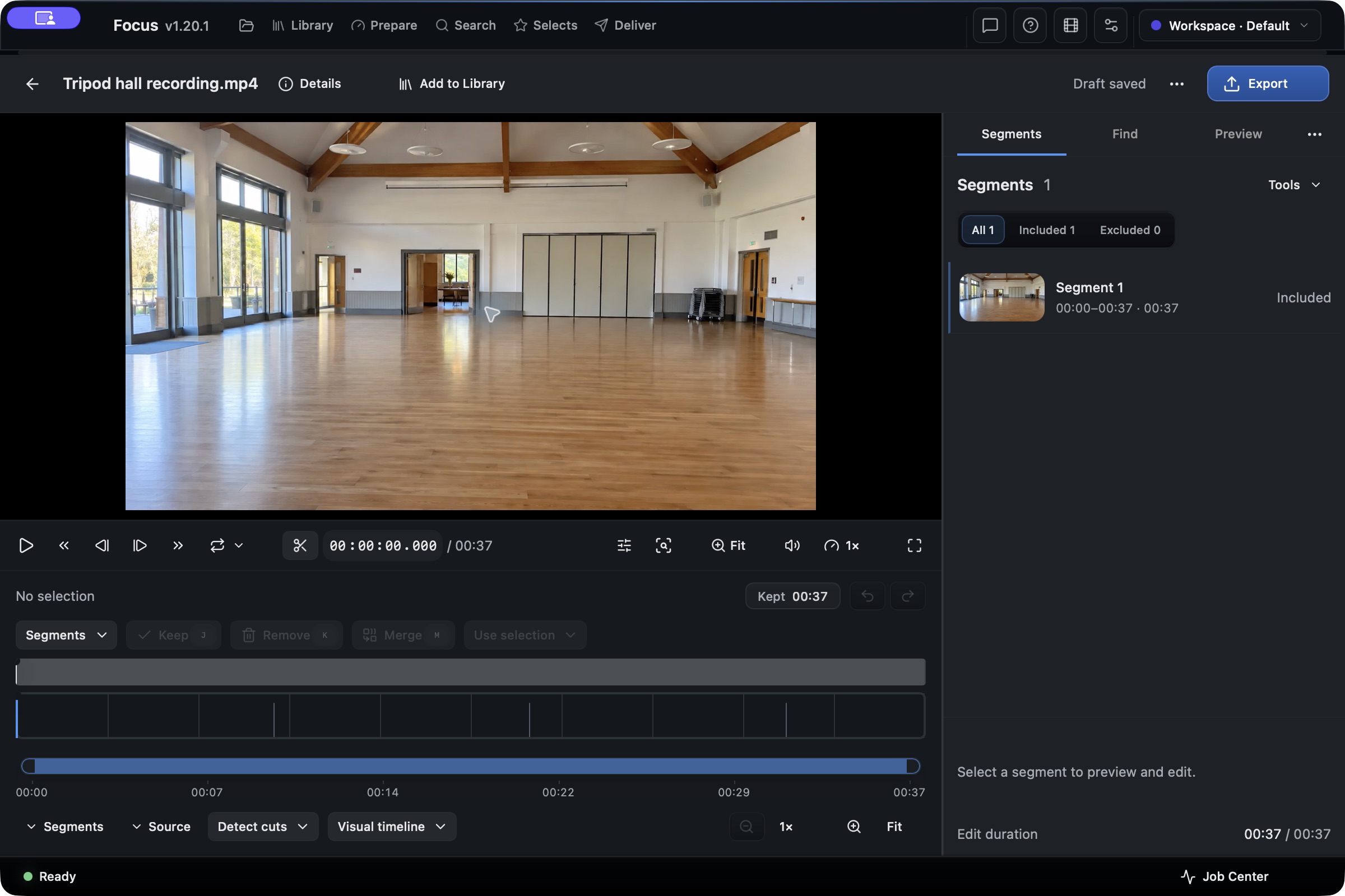 Focus app with an opened local recording