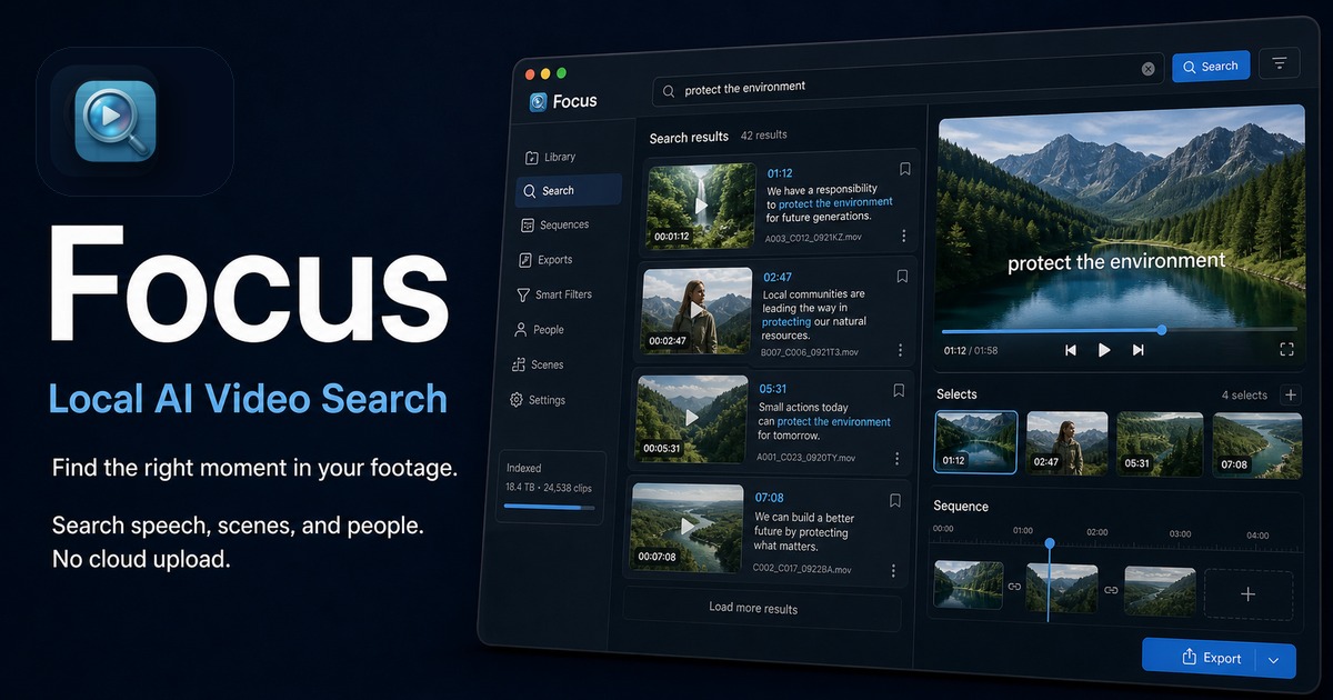Focus Video Search - Local AI Video Library Manager